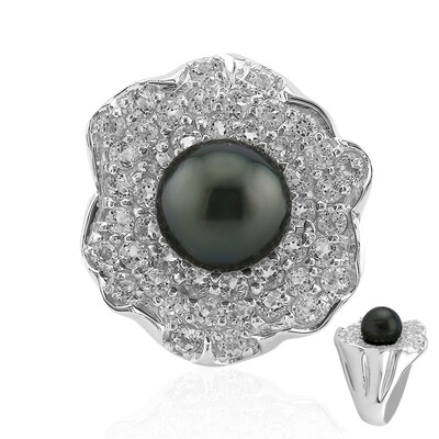 Zilveren ring met een Tahiti parel (TPC)