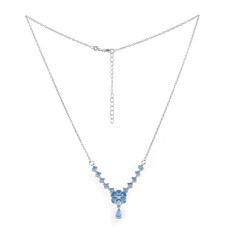 Zilveren halsketting met een Blauwe chalcedoon