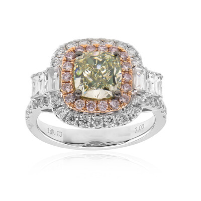 Gouden ring met een SI1 Groene diamant  (CIRARI)