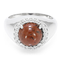 Zilveren ring met een mahonie obsidiaan