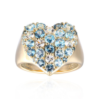 Zilveren ring met Londen-blauwe topaasstenen