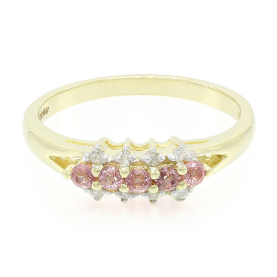 Gouden ring met Onverhitte Padparadscha Saffieren