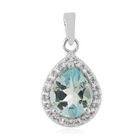 Zilveren hanger met een hemel-blauwe topaas