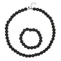 Zilveren set met lava parels