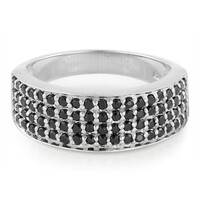 Zilveren ring met zwarte spinelstenen