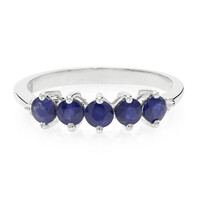 Zilveren ring met blauwe Birmese saffieren