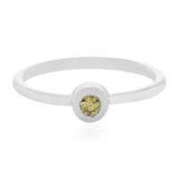 Zilveren ring met een gele diamant