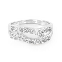 Zilveren ring met witte topaasstenen