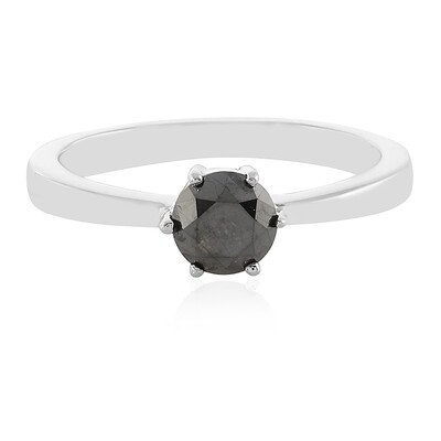 Zilveren ring met een zwarte diamant