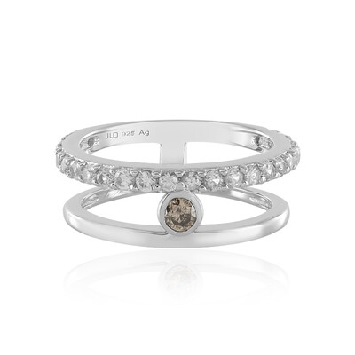 Zilveren ring met een I3 Champagne Diamant (de Melo)