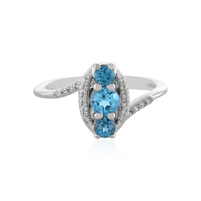 Zilveren ring met een Zwitsers-blauwe topaas