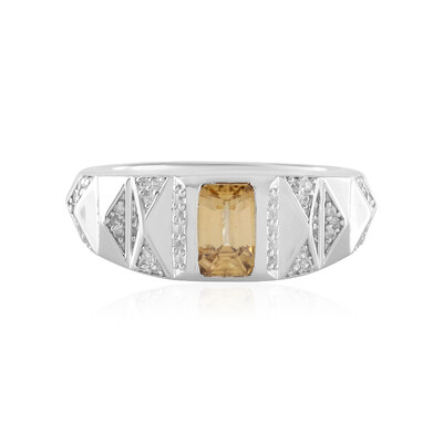 Zilveren ring met een Gele Zirkoon (de Melo)