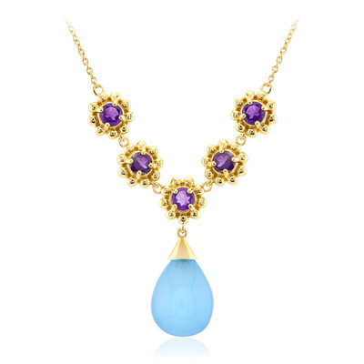 Zilveren halsketting met een Aqua Chalcedoon