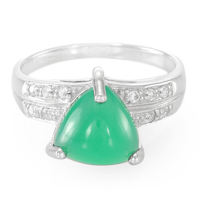 Zilveren ring met een groene chalcedoon