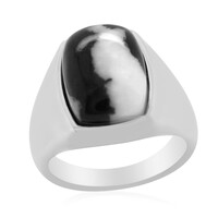 Zilveren herenring met een sneeuwvlokken obsidiaan