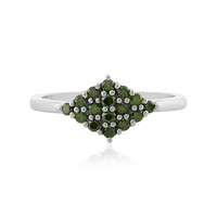Zilveren ring met I3 Groene Diamanten