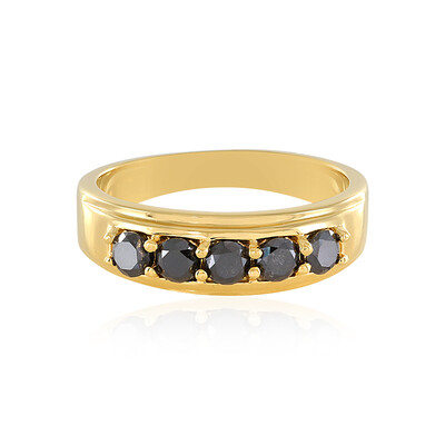 Zilveren ring met zwarte diamanten