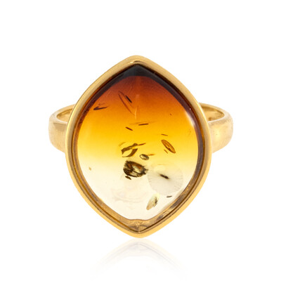 Zilveren ring met een Baltische barnsteen (dagen)