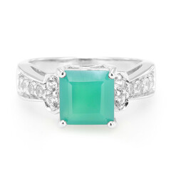 Zilveren ring met een groene chalcedoon