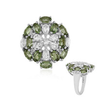 Zilveren ring met moldavieten