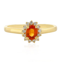Zilveren ring met een avondrode saffier