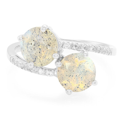 Zilveren ring met spectrolietstenen