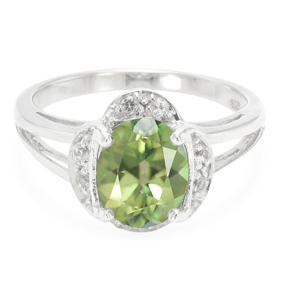 Zilveren ring met een kiwi-topaas