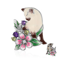 Zilveren broche met een amethist