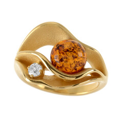 Zilveren ring met een cognac Baltische barnsteen
