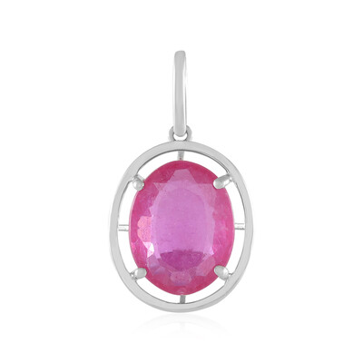 Platina hanger met een Madagaskar Roze Saffier