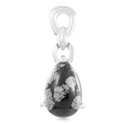 Zilveren hanger met een sneeuwvlokken obsidiaan