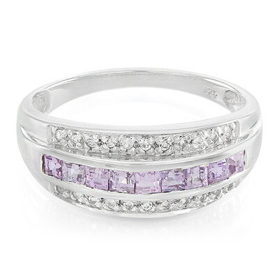 Zilveren ring met Onverhitte Purper Saffieren