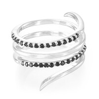 Zilveren ring met zwarte spinelstenen