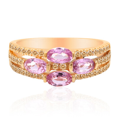 Gouden ring met roze saffieren (Annette)