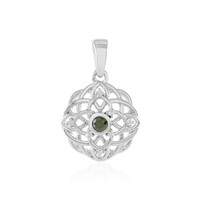 Zilveren hanger met een I2 Groene Diamant