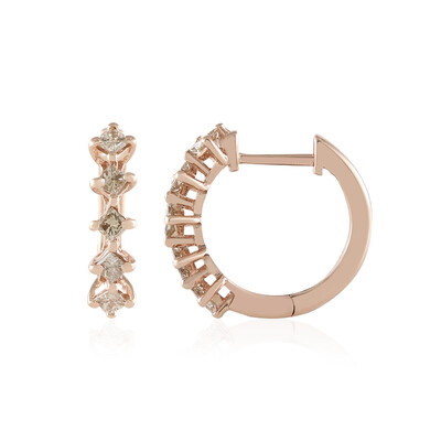 Gouden oorbellen met I2 Bruine Diamanten