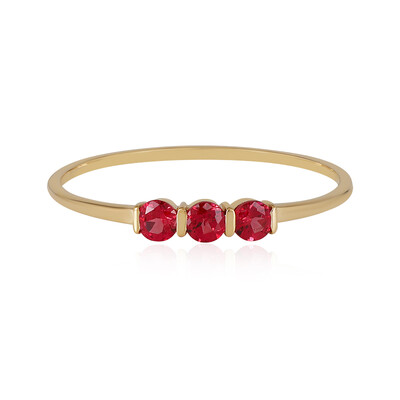 Gouden ring met edele rode spinelstenen
