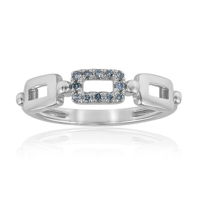 Zilveren ring met hemel-blauwe I2 diamanten