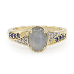 Gouden ring met een Zilveren Blauwe Ster Saffier