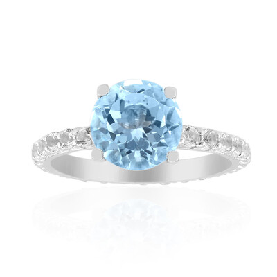 Zilveren ring met een hemel-blauwe topaas