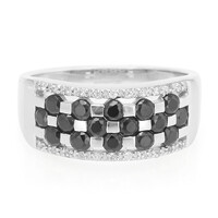 Zilveren ring met zwarte spinelstenen