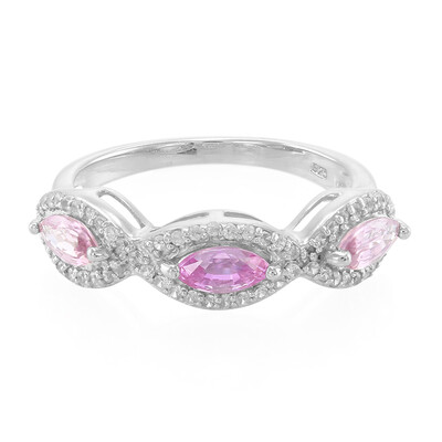 Zilveren ring met roze saffieren