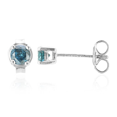 Zilveren oorbellen met blauwe diamanten