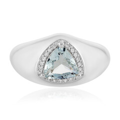 Zilveren ring met een aquamarijn