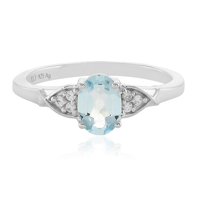 Zilveren ring met een hemel-blauwe topaas