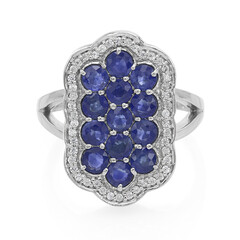 Zilveren ring met Kanchanaburi saffieren