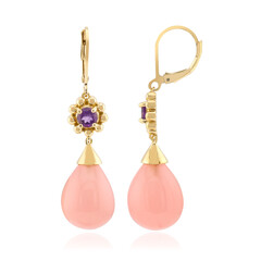 Zilveren oorbellen met roze chalcedonen