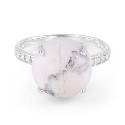 Zilveren ring met een howliet