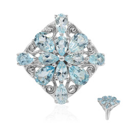 Zilveren ring met hemel-blauwe topaasstenen