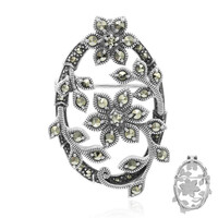 Zilveren broche met marcasieten
